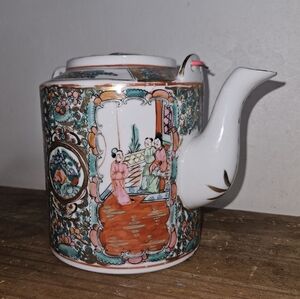 Antique Chinese Handpainted Floral Teapot No Cracks Or Chips!